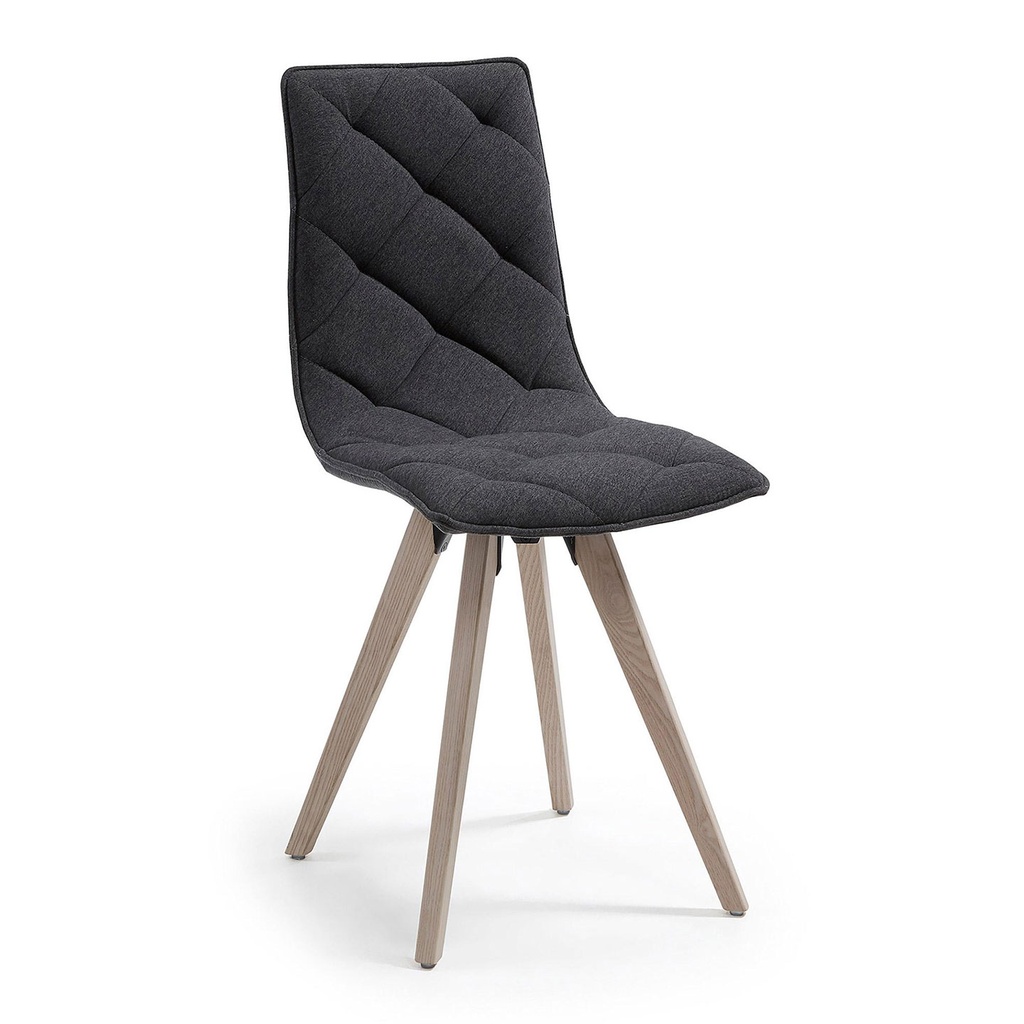 [SD37094] Danish Lemonite chair TUK natural wood fabric dark grey