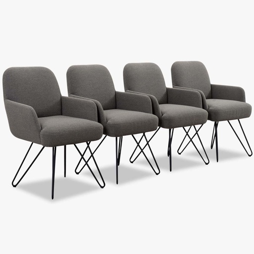 [92260352] K+W set of 4 armchairs in gray fabric
