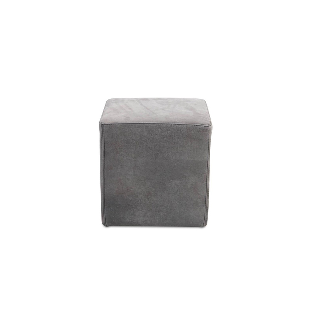[SD33615] Softform Hocker BUFFALO in Büffelleder grau mit schwarzer Kontrastnaht