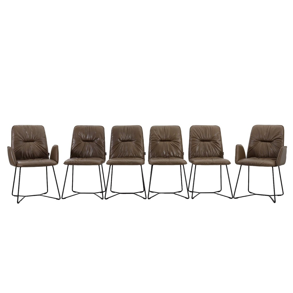 [92259946] Tommy M set of 6 Efendi chairs in suede aniline leather fango