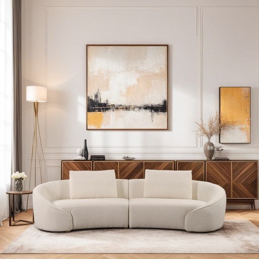 Sitzdesign 4-Sitzer Sofa ALBA in Boucle Stoff